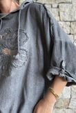 Rustic Nature Linen Blend Hippie Shake Hoodie Washed Charcoal